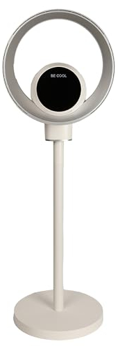 Be Cool Ventilatore a piantana con WiFi – ala invisibile, illuminazione a LED, pannello touch + LCD, funzione di purificazione dell'aria con indicatore di qualità dell'aria, 35 W, 9 velocità, WiFi via