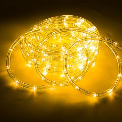 Daromigo LED Schlauch Außen, 10m 240 LEDs Lichtschläuche, Wasserfest LED Schlauch, mit Timer & 8 Modi Lichtschlauch,für Außen Innen Party Hochzeit Weihnachten Dekolicht (Gelb)