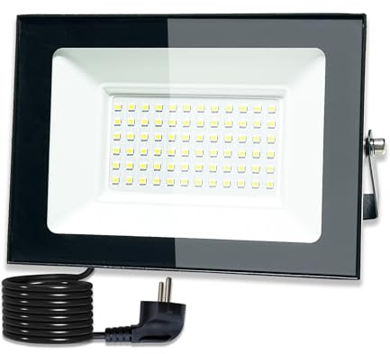 Hopelit LED Strahler, 50W Led Strahler Außen Warmweiß Licht, Superhell LED Fluter mit Stecker, IP66 Wasserdicht LED Außenstrahler für Garage, Patio, Sportplatz etc.
