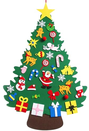 Cndiyald Filz Weihnachtsbaum für Kleinkinder Weihnachtsbaum mit 31pcs Weihnachtsschmuck Weihnachtsbaum Wanddekoration Style1 Filzkits