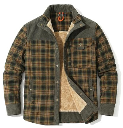 HYPESTFIT Herren Holzfällerhemd Thermo Flanellhemd mit Fleecefutter | Arbeitshemd,Fleecejacke,Kariertes Muster, Warmer Fleece‑Innenfutter, für Herbst‑Winter, geeignet für Freizeit und Outdoor