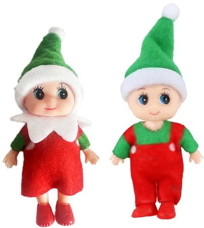POPOYU Bambola Elfo di Natale, 2 Pezzi Pupazzo, Piccolo Baby Elfo, Elfi Natalizi, Regalo di Capodanno Calza Stuffers