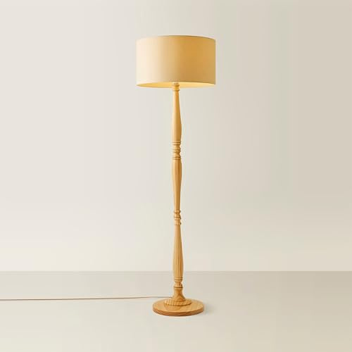 ValueLights | Traditional Light Wood Candlestick Floor Lamp with Cream Fabric Drum Shade for Living Room | Floor Lamps, Home Décor & Improvement Essential