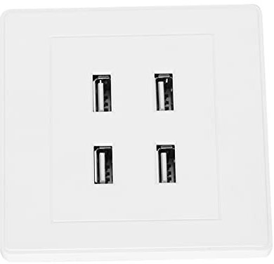 Prise de Courant USB Murale avec 4 Ports USB pour Bureau à Domicile, Prise de Chargeur, avec Protection contre les Surtensions, Adaptée aux Smartphones, Appareils Photo, Charge