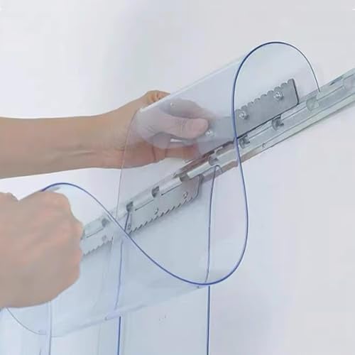 PVC Streifenvorhang Lamellen,Höhe200 x Breite90 Streifenvorhang Industrie Bausatz komplett vormontiert transparent für Ställe Paddocks Hallen