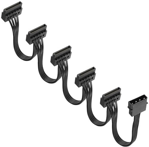 XMSJSIY Câble d'alimentation IDE vers SATA 4 broches mâle IDE vers 5 x 15 broches SATA femelle répartiteur câble convertisseur vers SATA rallonge pour bricolage PC serveur disque dur