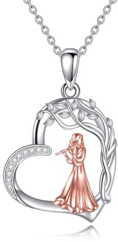 DAYLINLOVE Flöten Halskette 925 Sterling Silber Musik Schmuck für Frauen Geschenk für Flöten Liebhaber