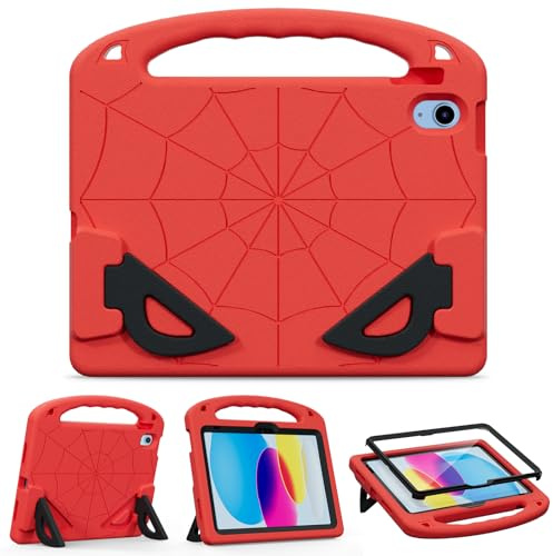 XunyLyee Coque Enfant pour iPad A16 11ème Génération 2025/ iPad 10ème Génération 10,9 Pouces, Étui Antichoc avec Protecteur D'écran Support de poignée d'amortisseur EVA, Rouge