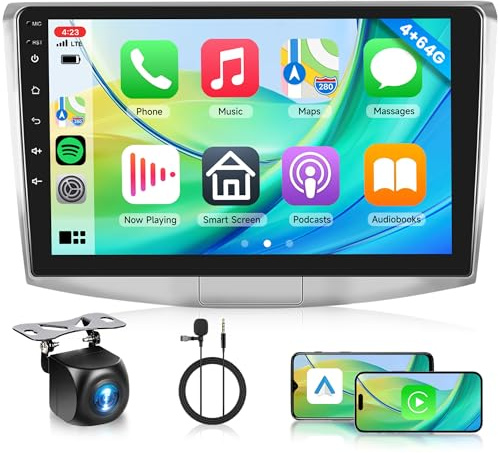 4G+64G Radio Coche para VW Passat B7 B6 2010-2015/VW Magotan CC 2010-2014 10.1 Pulgadas Radio Coche con Inalámbrico Carplay Android Auto Navi GPS Mirror Link Bluetooth WiFi FM/RDS Cámara Trasera