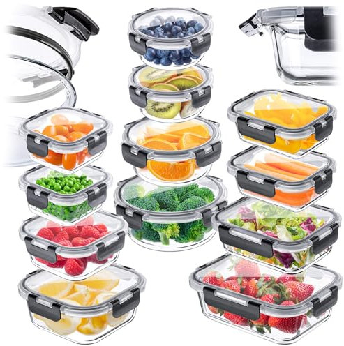 KADAX 12er Set Vorratsdosen mit Deckel, verschiedene Größen von 320 ml bis 1040 ml, luftdicht & auslaufsicher, Meal Prep Boxen, Vorratsbehälter für Küche & Gefrierschrank