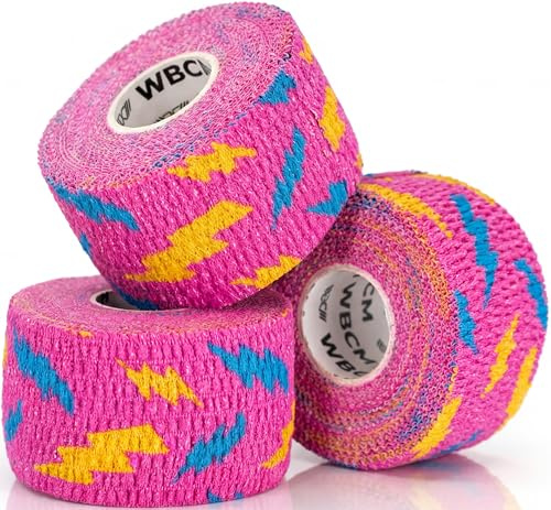WARM BODY COLD MIND 3,8 cm Daumen Tape für Gewichtheben – Hook Grip Tape für Gym, Powerlifting, Deadlift, Krafttraining, Athletic Finger Wrap (3 Rollen Pink Thunder)