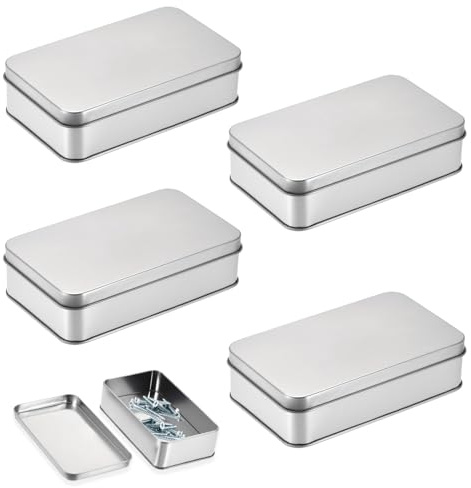 KEORHEZ 4 Stück Kleine Metalldose,Metalldosen mit Deckel,Spielkarten Box aus Metall,Blechdose mit Deckel,für Zuhause Sügigkeiten und Kleinen Gegenständen