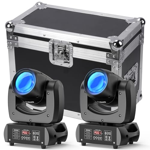 2er Pack 100W Moving Head LED Set Mit 1 Flycase Flight Case RGBW LED DJ Licht Spot Beam für Hochzeitsfeiern, Kirchengruppen, Shows, Bars