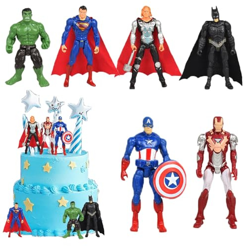 6 Stück Tortendeko,Tortenfiguren,Geburtstag Deko,Cupcake Deko,Super Cartoon geburtstag Tortendeko,Party Kuchen deko,Geeignet für Geburtstag Party Torte Deko Supplies