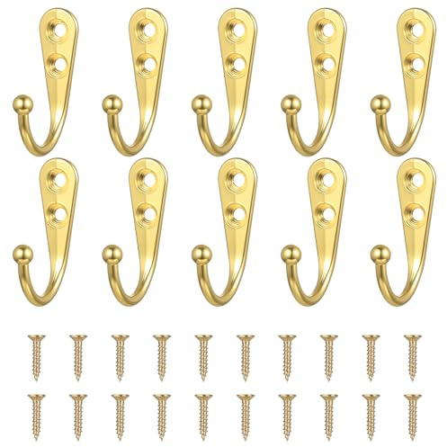 10 Stück Vintage Kleiderhaken Garderobenhaken, Haken Zum Schrauben (Gold) | Kleiderhaken Wandhaken Für Garderobe, Für Tür Wand Garderobe, Schlafzimmer Badezimmer Kleiderschrank