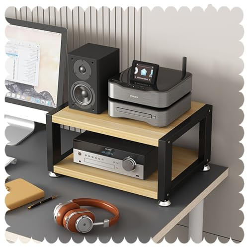 HPTHLY HiFi-Rack Mit 2, 3 Oder 4 Ebenen, Ideal Für HiFi-Geräte, Kopfhörerverstärker Und Als Kleines Aufbewahrungsregal Für Zuhause/Büro.(Walnuss, 2-Stufig, L 45 cm)