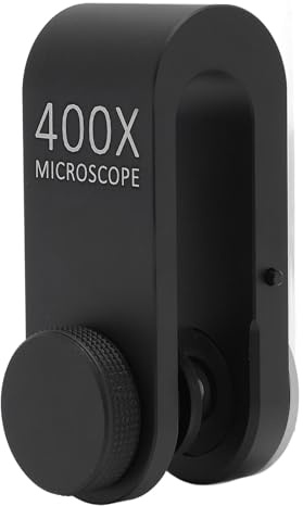 Luocute Lentille de Microscope de Téléphone, Grossissement 400X avec Lumière LED et en Alliage D'aluminium, Universel pour Smartphones, Biologie, électronique, Fabrication de Bijoux