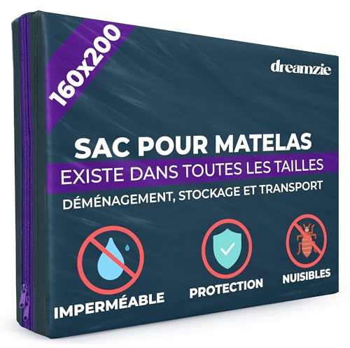 Dreamzie - King Mattress Cover for Moving - Opaque Mattress Storage Bag | Waterproof · Tear-Resistant · Zip · Pest Protection · Strong · Heavy Duty · Reusable · Dust Protection · Relocation