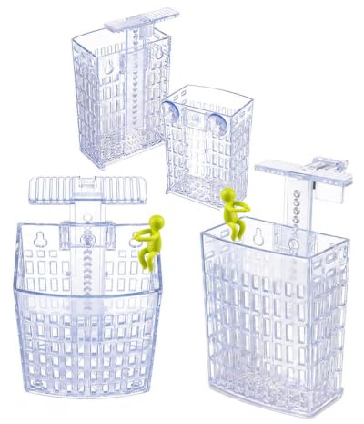 2 PCS Transparent Aquarium Plant Holder - Adjustable Height with Extendable Hook & Suction Cups, Clear Aquaponic Planter for Fish Tank Decor, Aquatic Plant Container (2 Pack)