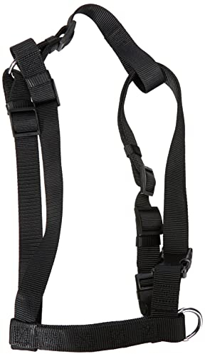 TRIXIE Classic H-Geschirr Größe L–XL: Brustumfang 75–100 cm/25 mm in schwarz - verstellbares Führungsgeschirr mit Bruststeg, Nacken- und Bauchgurt für sehr große Hunde, 14331