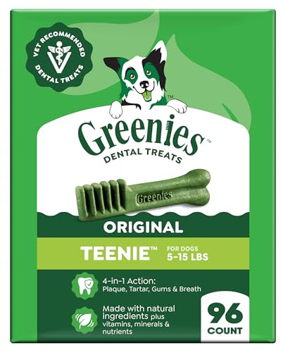 Greenies Original Hundesnacks für die Zähne | Klinisch erwiesen, von Tierärzten empfohlen, 47 % weniger Zahnstein und 40 % weniger Plaque in 28 Tagen, für Hunde 2,3–6,8 kg