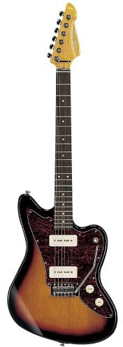 J&D JM30 SB Sunburst E-Gitarre, Erlekorpus, Ahorn-Hals, Palisander-Griffbrett, 22 Bünde, P90 Tonabnehmer, Vintage Tremolo, Chrom Hardware, Hochglanz Finish