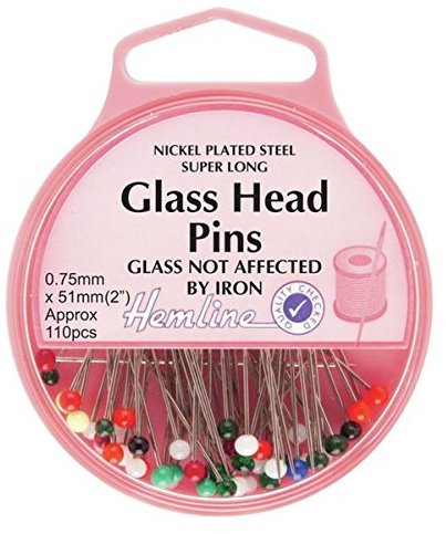 Hemline Extra Long Glass Head Pins Approx. 110 peices - 51mm x 0.75mm