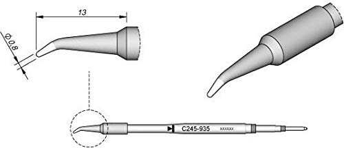JBC Lötspitze Serie C245, Rundform, C245935/Ø 0,8 mm, gebogen C245935 (Lötkartusche Lötpatrone Loetspitze Loetkartusche Loetpatrone 2245 2045 bleifrei)