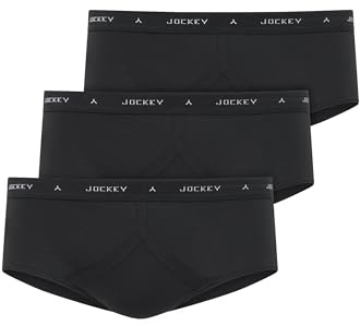 Jockey Cotton Stretch Brief - Unterhosen für Männer im 3er Pack, Unterwäsche aus Baumwolle und Elasthan, Herren Unterhosen mit mittlerer Leibhöhe, 3er Set, in Schwarz