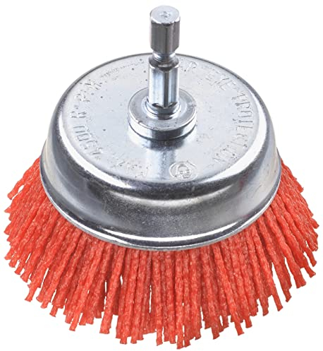 kwb Topf-Bürste, grob, Schleif-Nylon, Ø 75 mm für Holz, Metall und Buntmetall, Nylonbürste für Bohr-Maschine inkl. E6.3 Sechskant-Schaft, zum Schleifen, Strukturieren, Reinigen und Entrosten