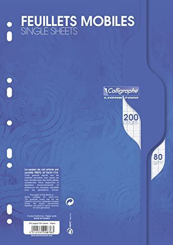 CALLIGRAPHE paquet de 100 Feuillets mobiles s/film 21x29,7 200p séyès 80g