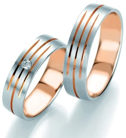Eheringe 585/- Weißgold Rotgold B-48-05207-08