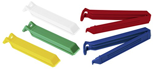 Fackelmann Aromaclips TECNO, Verschlussclips aus Kunststoff, Verschlussklammern für Tüten (Farbe: Weiß/Blau/Gelb/Grün/Rot), Menge: 5 Stück