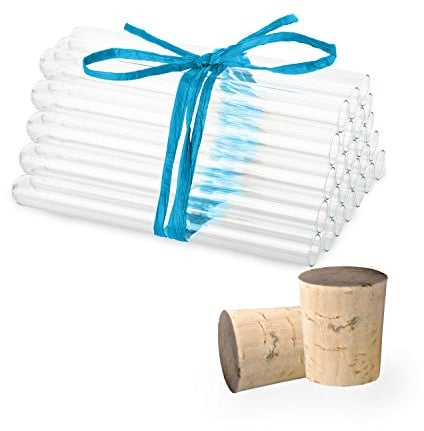 Tuuters 25 x Reagenzglas aus Laborglas mit Natur-Korken ✪ Premium-Line ✪ Starkwandig (160 x ø 16 mm)
