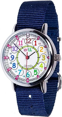 EasyRead Time Teacher Kinder Armbanduhr Jungen & Mädchen - Lernuhr Kinder Armbanduhr - 2-Stufen-Zeit-Lehrer Uhr Kinder - 12-24 Stunden-Anzeige - Kinder Uhren für Schulanfang - Lernuhr Kinder