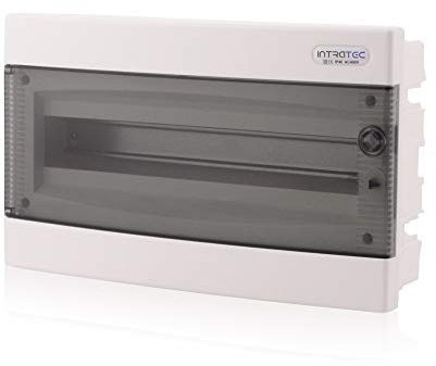 Intratec quadro elettrico incasso IP40 – Centralino 1 fila fino a 18 moduli, porta trasparente, per installazioni in ambienti asciutti, 392 x 232 x 106 mm