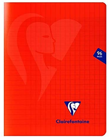 Clairefontaine 333741C Un Cahier Agrafé Mimesys Rouge - 17x22 cm - 96 Pages Grands Carreaux - Papier Blanc 90 g - Couverture Polypro