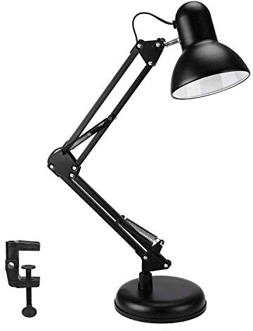 Swing Arm Desk Lamp,Table Lamp,With LED Bulb & Clamp,Metal Structure, Adjustable Shade Position, Architect Lamp for Office/Home/Dorm