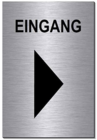 Eingang rechts-Symbol-Schild 150 x 100 x 3 mm-Aluminium Edelstahloptik silber mattgebürstet Hinweisschild (1905-61 mit Löcher)