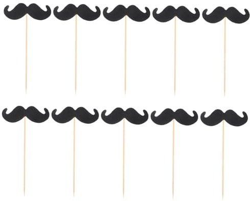 Toyvian Cake Toppers Schnurrbart, Cupcake-Topper, lustig, Dessert, Zahnstocher, Dekoration, für Geburtstagsparty, Schwarz, 40 Stück
