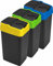 Sterling Ventures 3x 18L Plastic Indoor Recycling Bin with Double Swing Lid Top Colour Coded