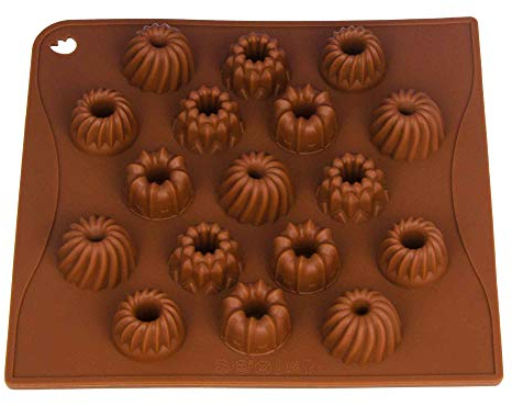 BlueFox Silikonform Gugelhupf, Pralinenform Silikon, Eiswürfelform, Schokoladenform für Kuchenverzierung, Fondantform, Förmchen antihaftbeschichtet Küchenhelfer, Silicone, Farbe: Braun