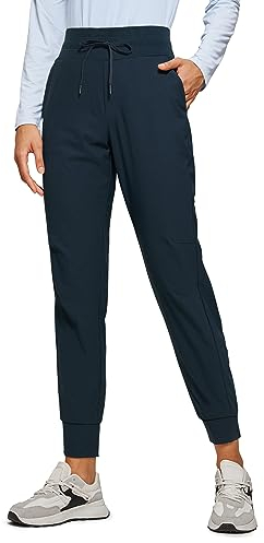 CRZ YOGA Damen Lässige Sporthose Tunnelzug Taille Jogger Pants Jogginghose Freizeithose mit Taschen - 70cm Echte Marine 38