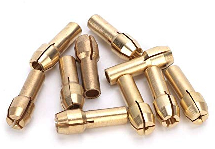 10 portabrocas de 0,5 – 3,2 mm, mini mandril de latón, para amoladora eléctrica, herramienta giratoria (diámetro de cola 4,3 mm)