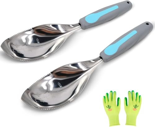 Jardineer Multi-Use Soil Scoops, Stainless Steel Garden Trowel, All-in-One Dirty Little Digger as Cultivator, Weeder, Transplanter