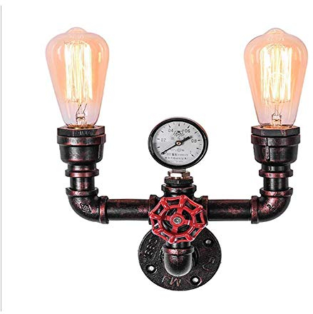 Wasserrohr Retro Lichter Wohnzimmer Wandlampe Rustikale Kerze Wandleuchte Industrial Vintage Kupfer Eisen Rohr E27 Pendelleuchte Schlafzimmer Küchenlampe Wandleuchten Keine Lichtquelle,2 bulbs