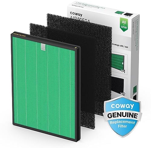 Coway Airmega 150 Air Purifier Replacement Filter Ersatzfilter-Set, True HEPA, Aktivkohlefilter, Schwarz, 11 x 1 x 14.5, 2