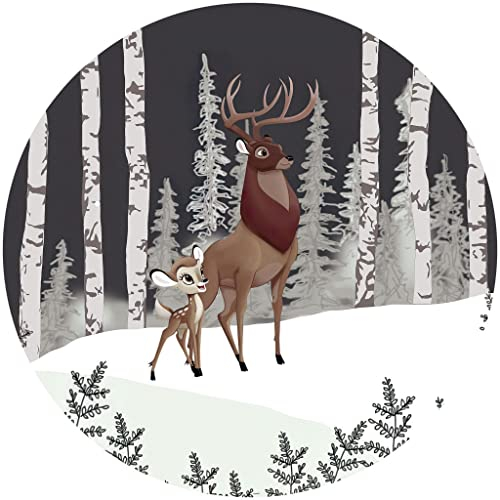 Komar Disney DOT runde und selbstklebende Vlies Fototapete von Disney - Bambi Great Prince - Ø Durchmesser 125 cm - Hirsch, Babyzimmer, Babytapete, Kinderzimmer, Wandtattoo - DD1-014