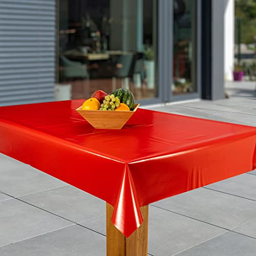 laro Wachstuch-Tischdecke Abwaschbar Garten-Tischdecke Wachstischdecke PVC Plastik-Tischdecken Eckig Meterware Wasserabweisend Abwischbar, Muster:Uni rot, Größe:90x90