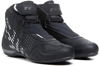 TCX Mens R04d Air Motorcycle Boots, Breathable and Versatile, Mesh Upper with Hot-Melt Coating, Laces Velcro Closure, Black Grey, 8 UK